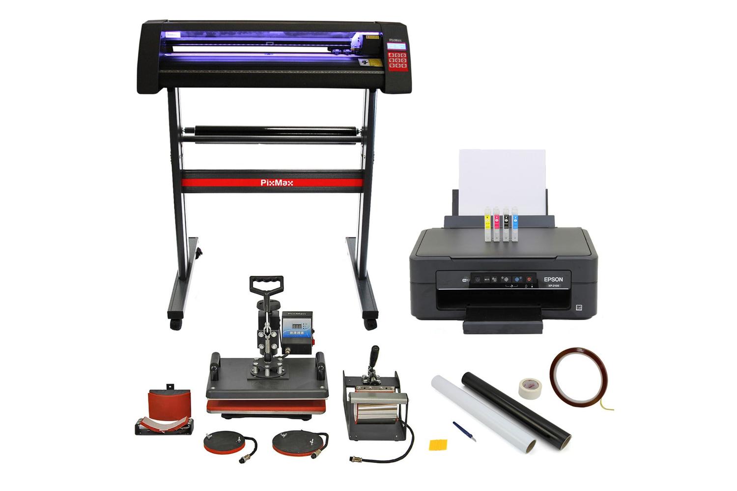 Monstershop 5-in-1 Vinyl Cutter with Printer, CISS, SignCut, Weeding Kit & Heat Tape Bundle