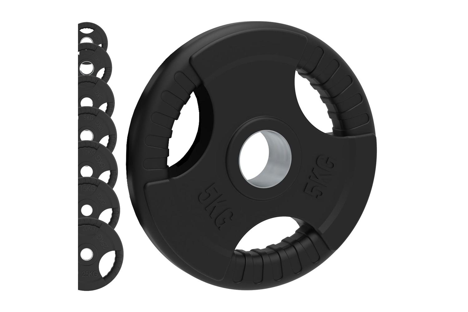 Olympic Tri-grip Rubber Weight Plates Black Pairs Sets 20 Kg Pair