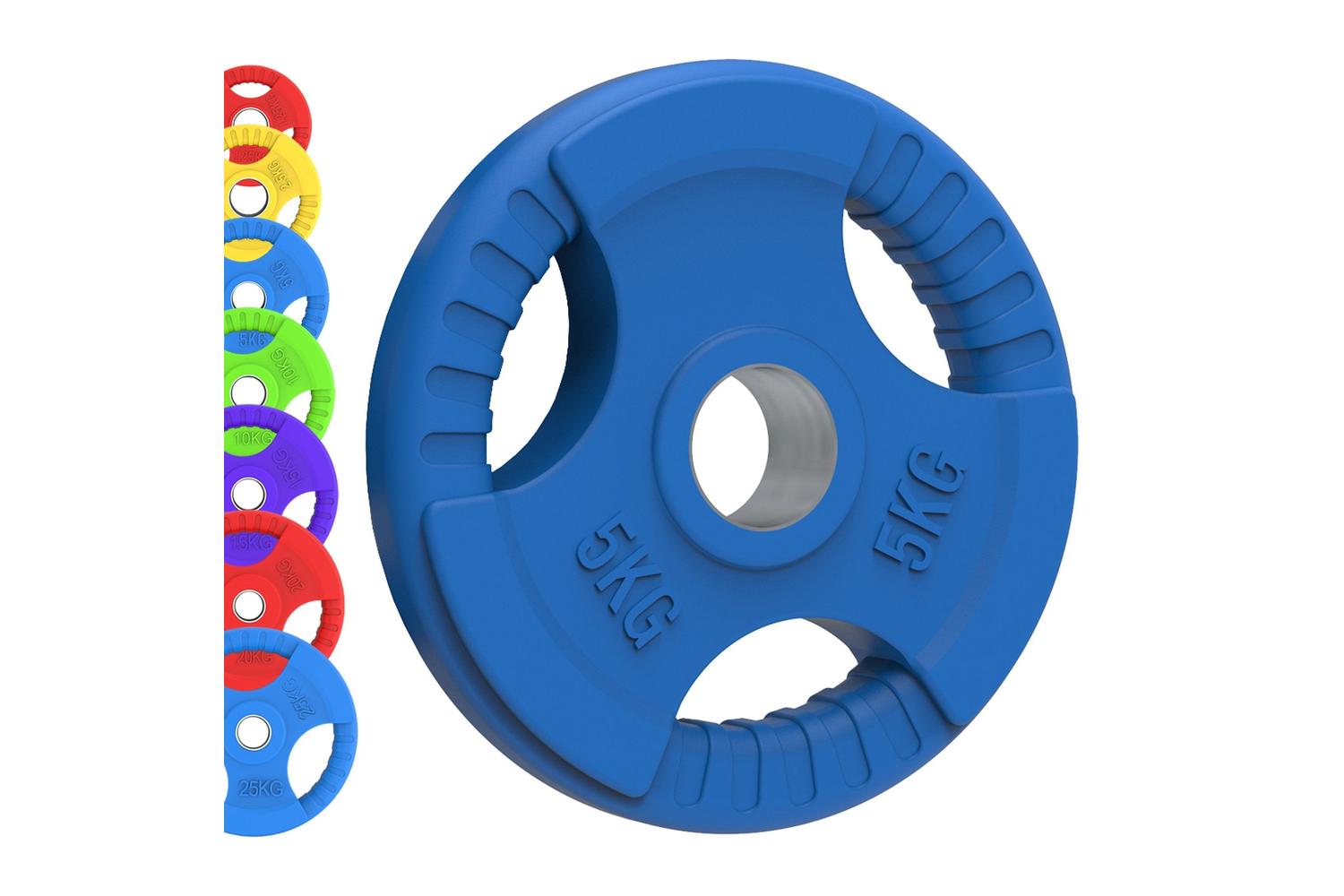 Olympic Tri-grip Rubber Weight Plates Colour Pairs Sets 7.5kg
