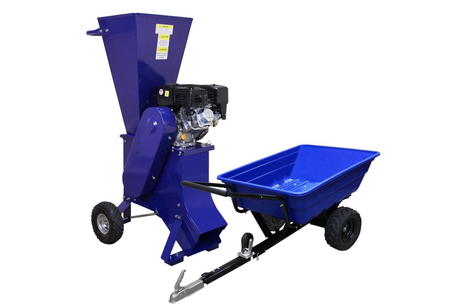 Monstershop ATV Tipping Trailer & 6.5HP Wood Chipper | Blue