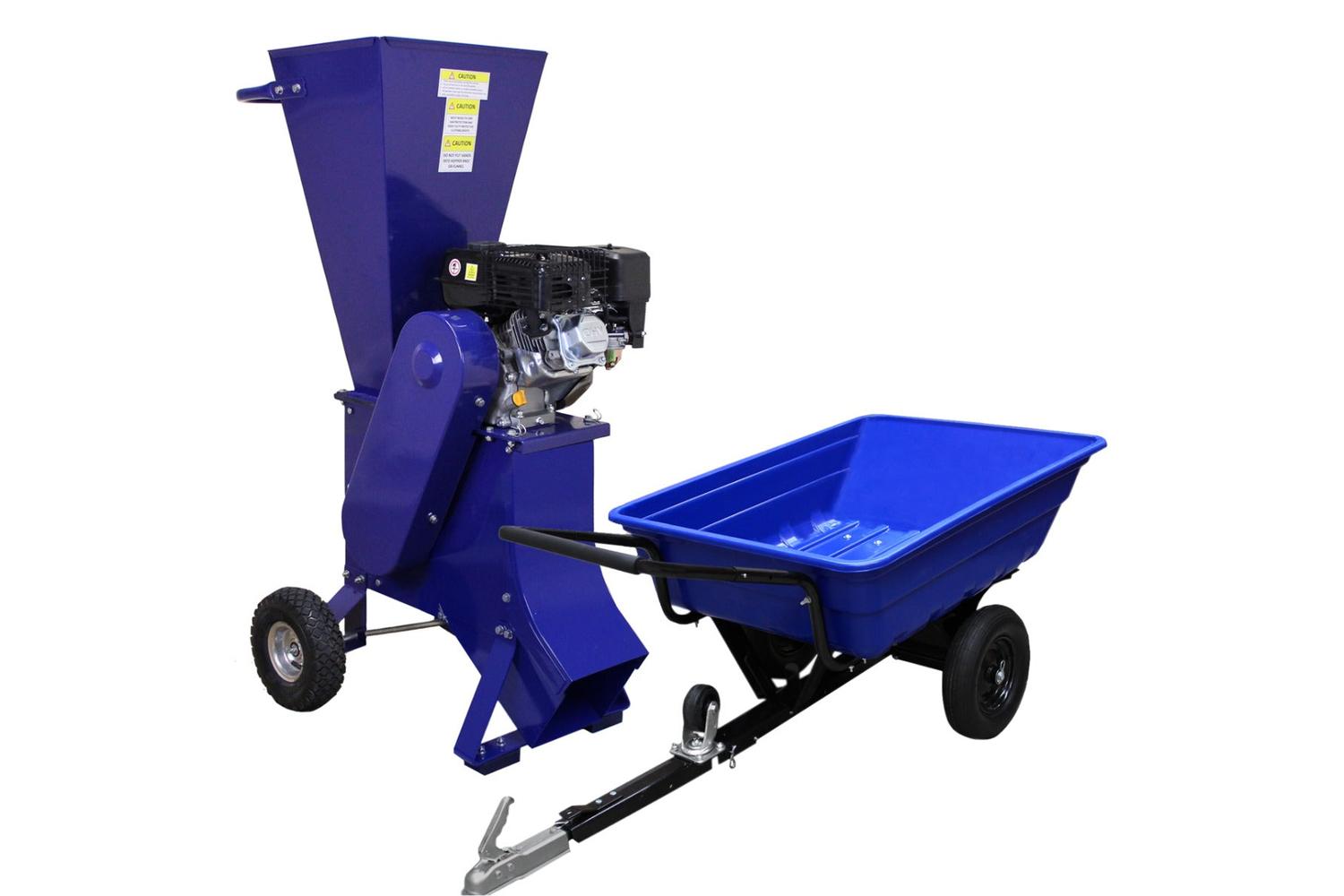 Monstershop ATV Tipping Trailer & 6.5HP Wood Chipper | Blue