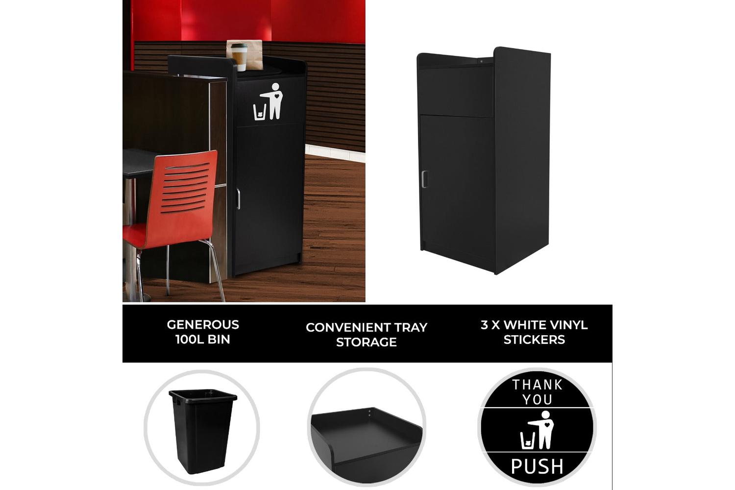 Wooden Litter Bin & Tray Stand Black Ireland