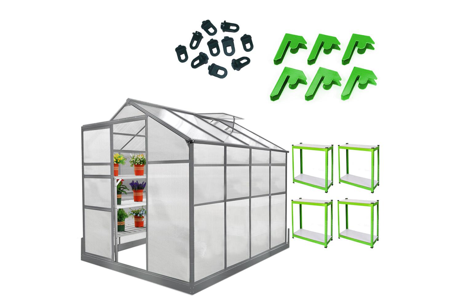 Monstershop 26214 - Greenhouse 6ft X 4ft With Base And Racki