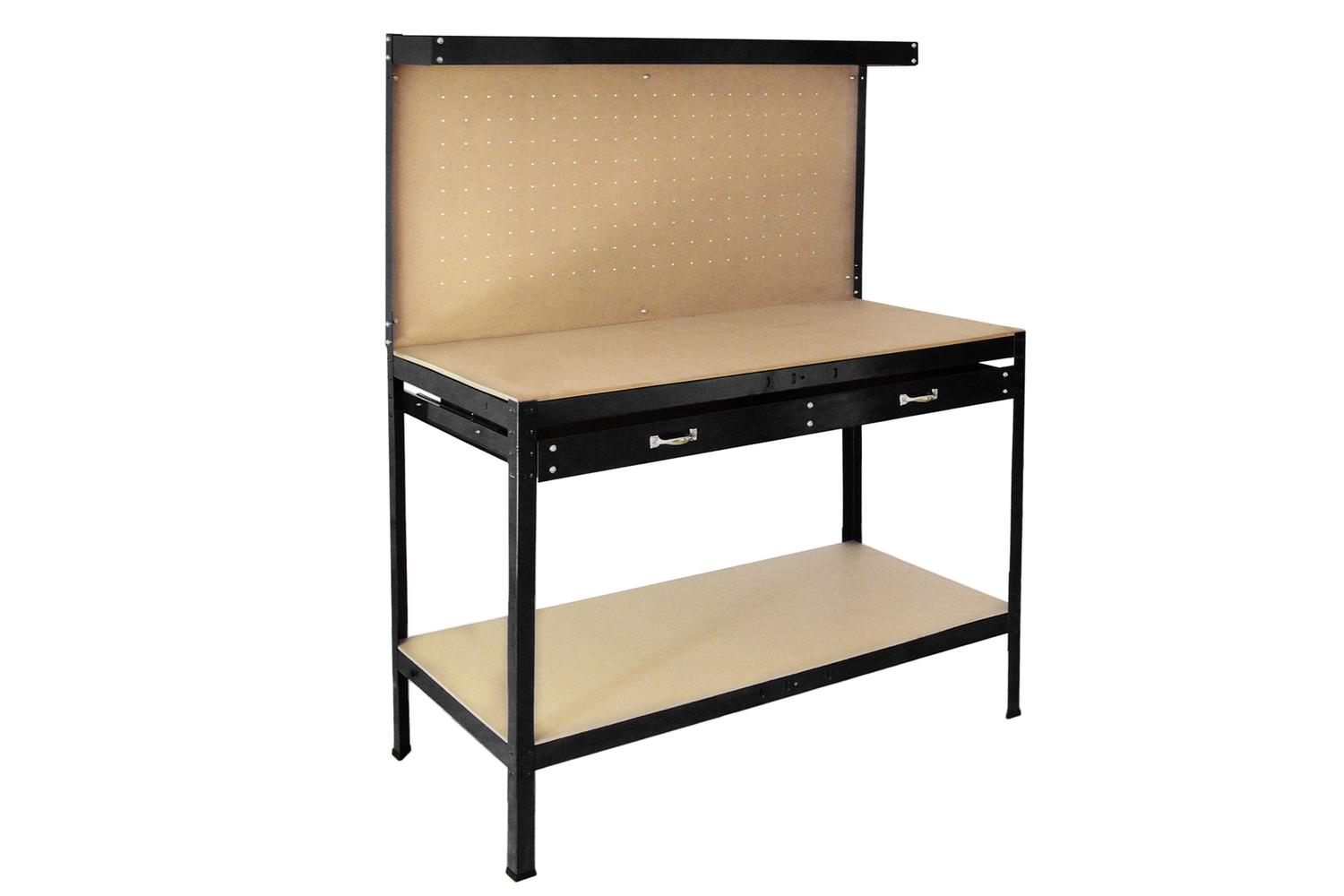 Monstershop 26115 - Workbench With Pegboard And Drawer In Bl