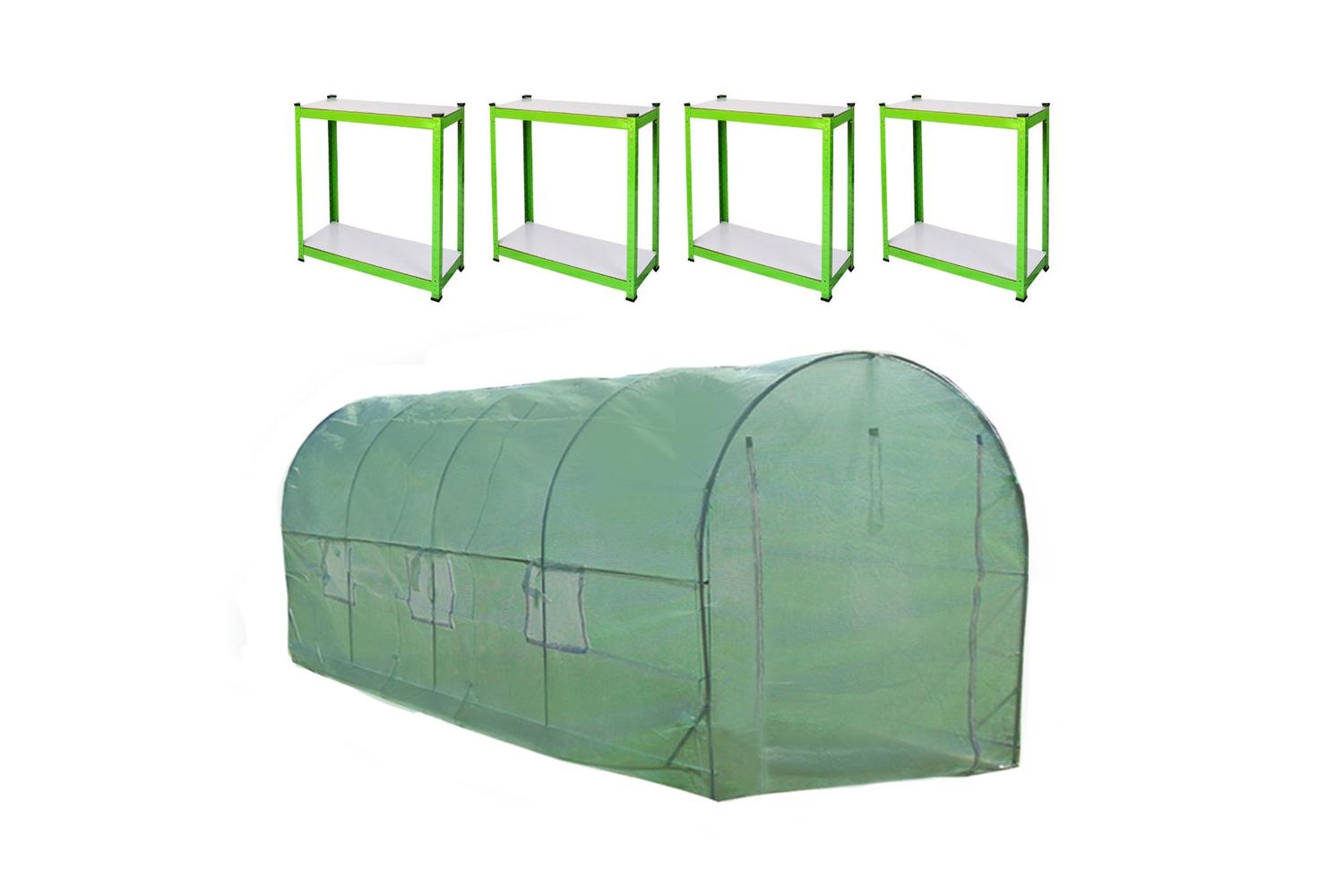 Monstershop 27954 - Polytunnel 25mm 6m X 3m With Racking