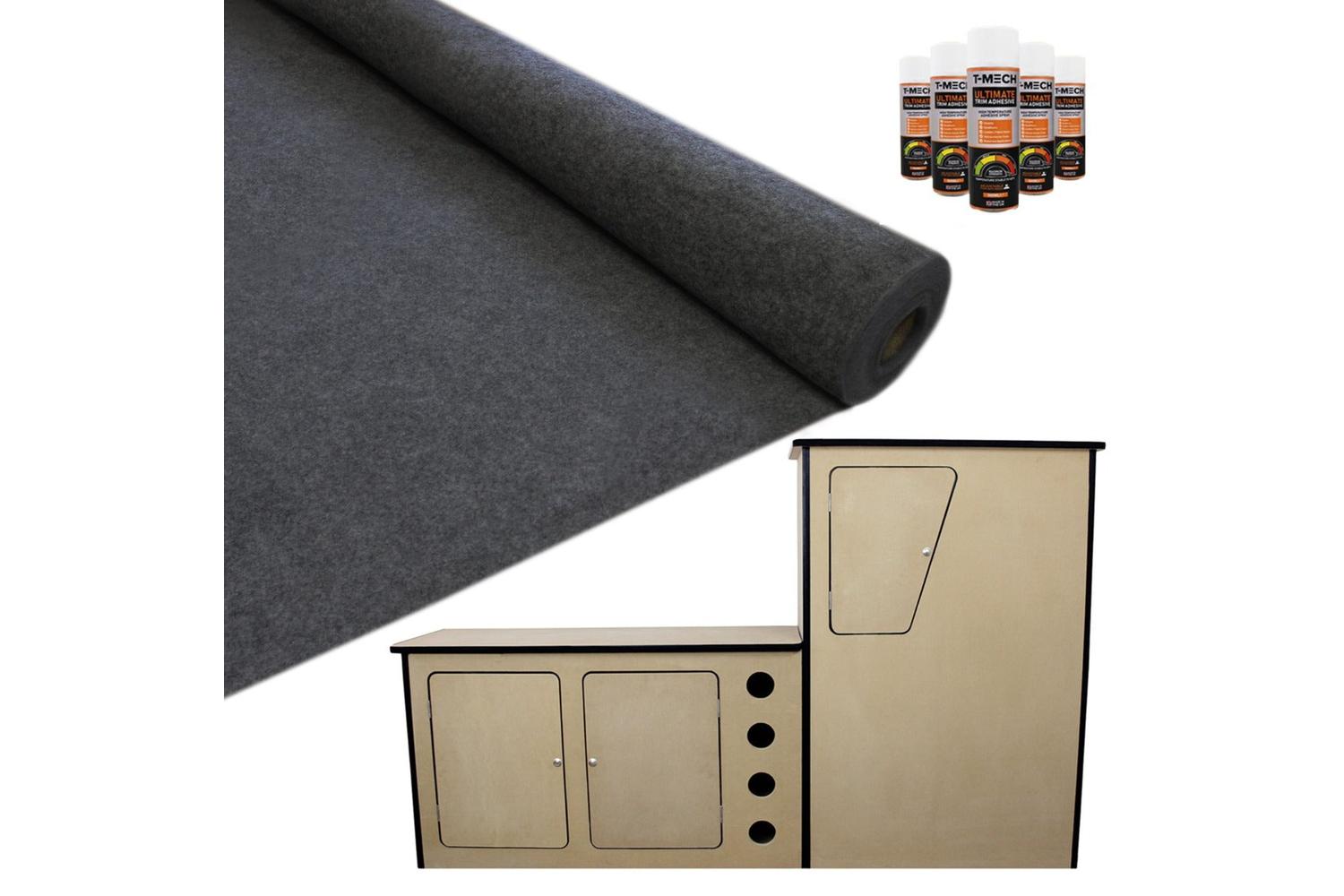 Monstershop 26280 - 11sqm Anthracite Van Lining & Glue With 