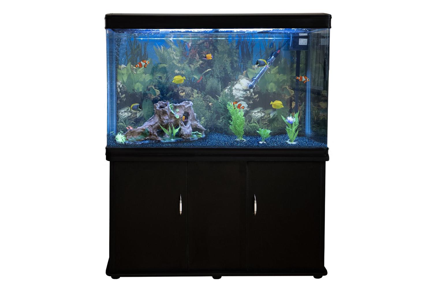 Monstershop Aquarium Fish Tank & Cabinet with Complete Starter Kit | Black