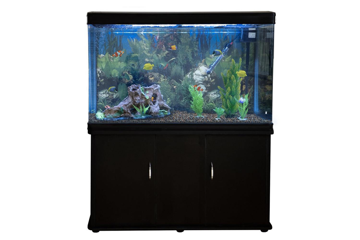 Monstershop Aquarium Fish Tank & Cabinet with Complete Starter Kit | Black