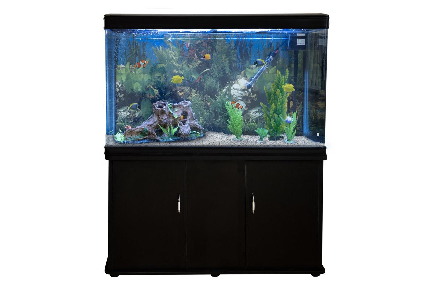 Monstershop Aquarium Fish Tank & Cabinet with Complete Starter Kit | Black