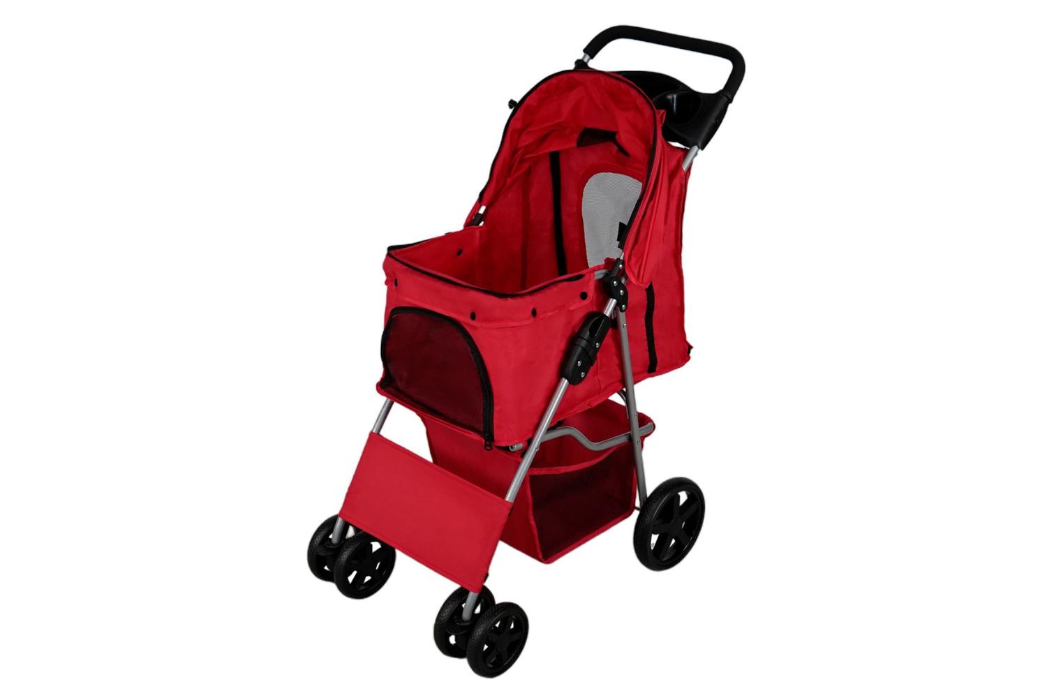 Monstershop 211886 - Pet Stroller With Rain Cover  Red