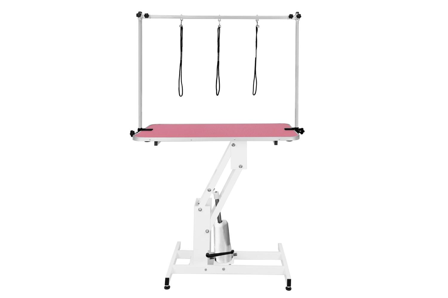 Monstershop 212304 - White Hydraulic Grooming Table - Pink T