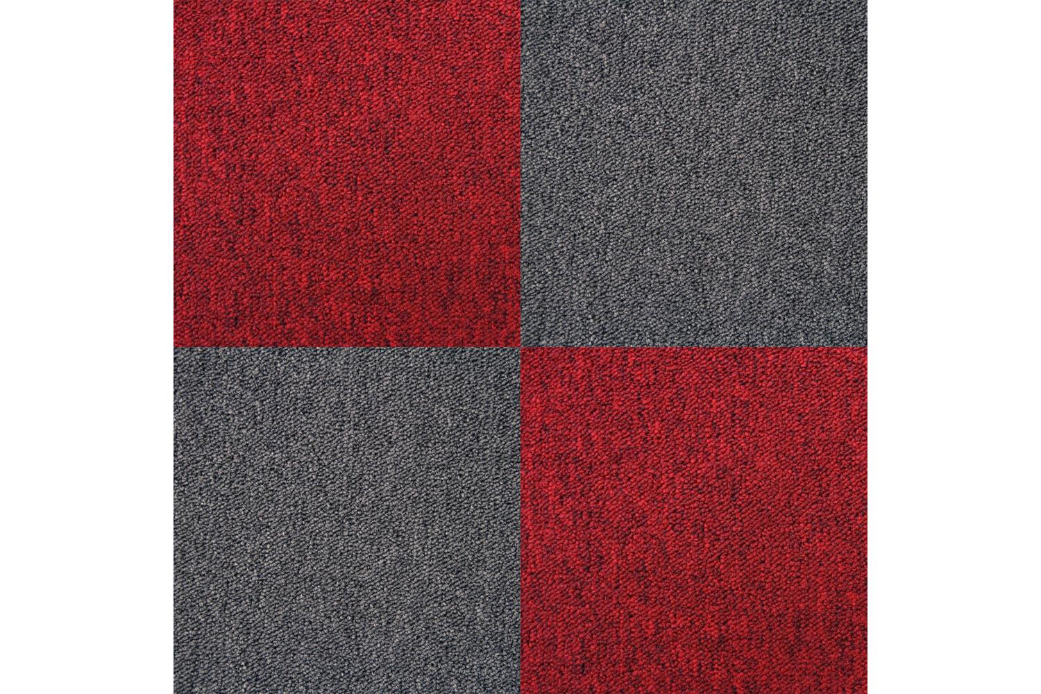 Monstershop 40 x Carpet Tiles | Scarlet Red/Charcoal Black