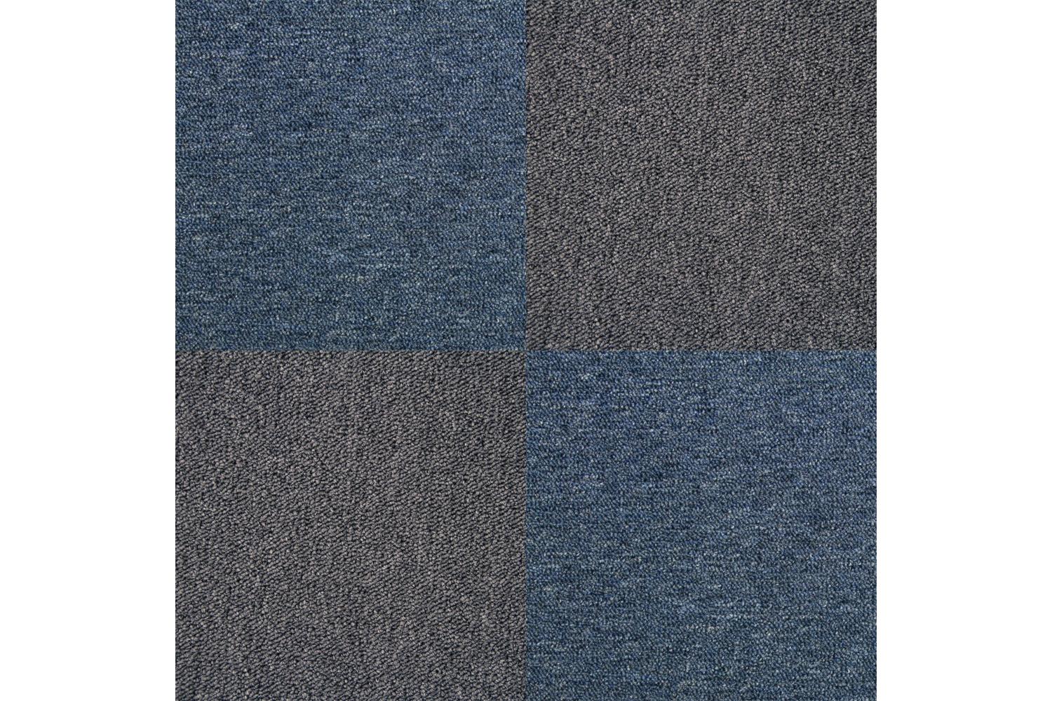 Monstershop 40 x Carpet Tiles | Storm Blue/Charcoal Black