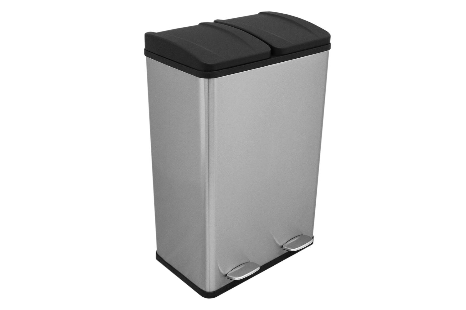 Monstershop 60L Dual Pedal Bin | Stainless Steel