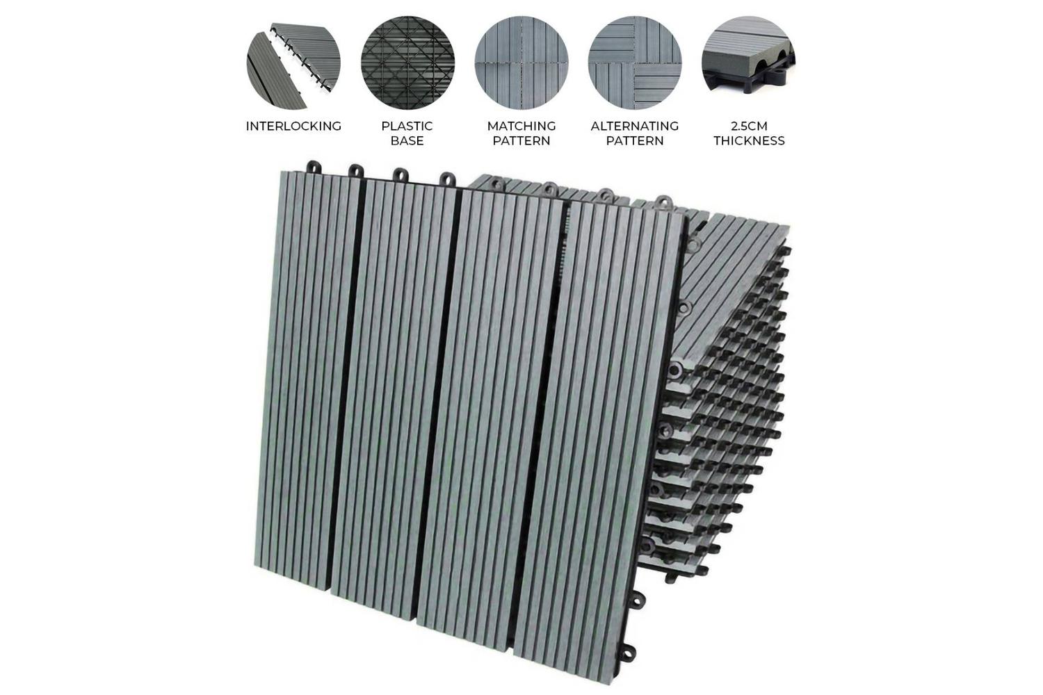 Monstershop WPC Decking Floor Tiles | Grey
