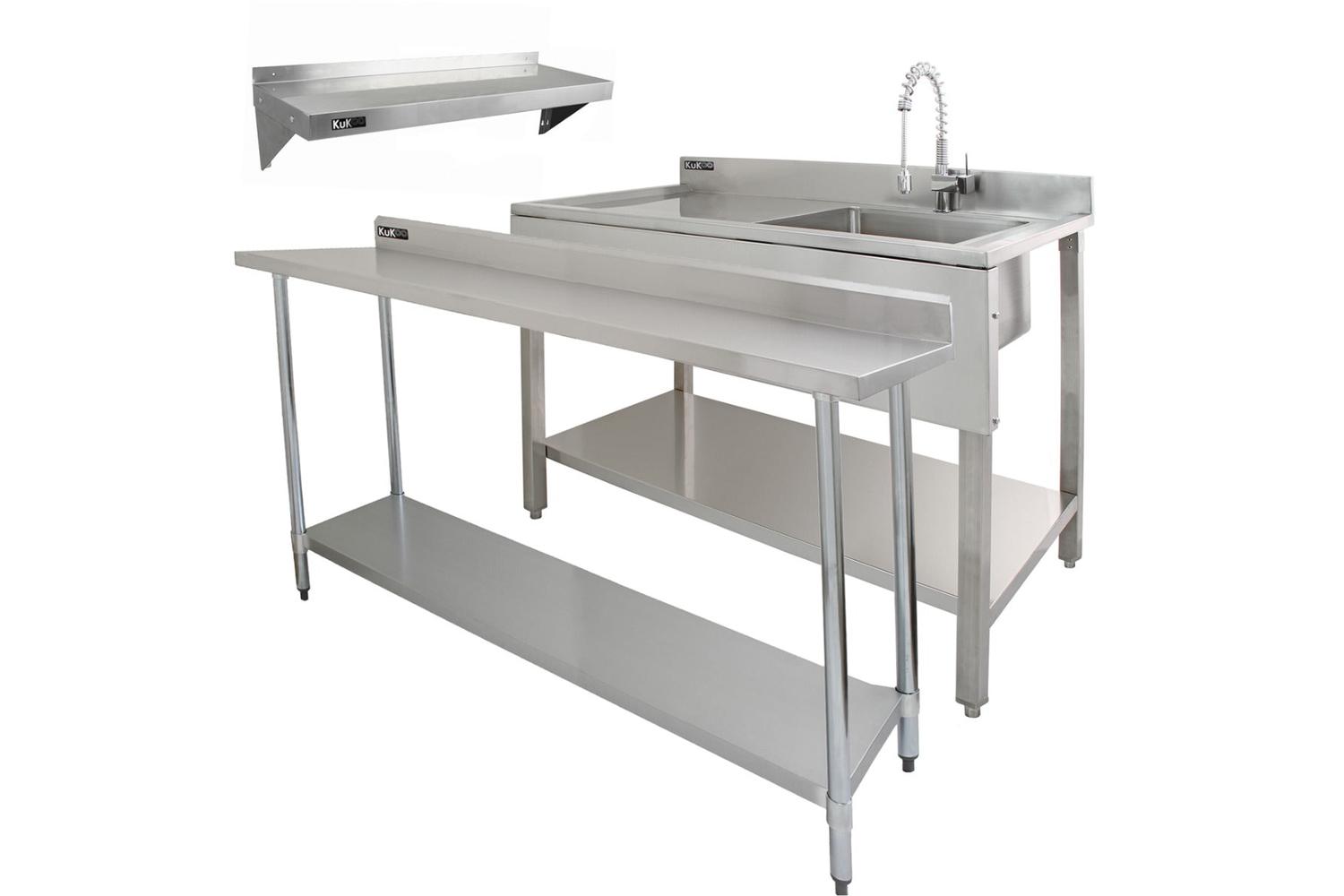 Monstershop 6ft Catering Bench & Wall Mounted Shelves