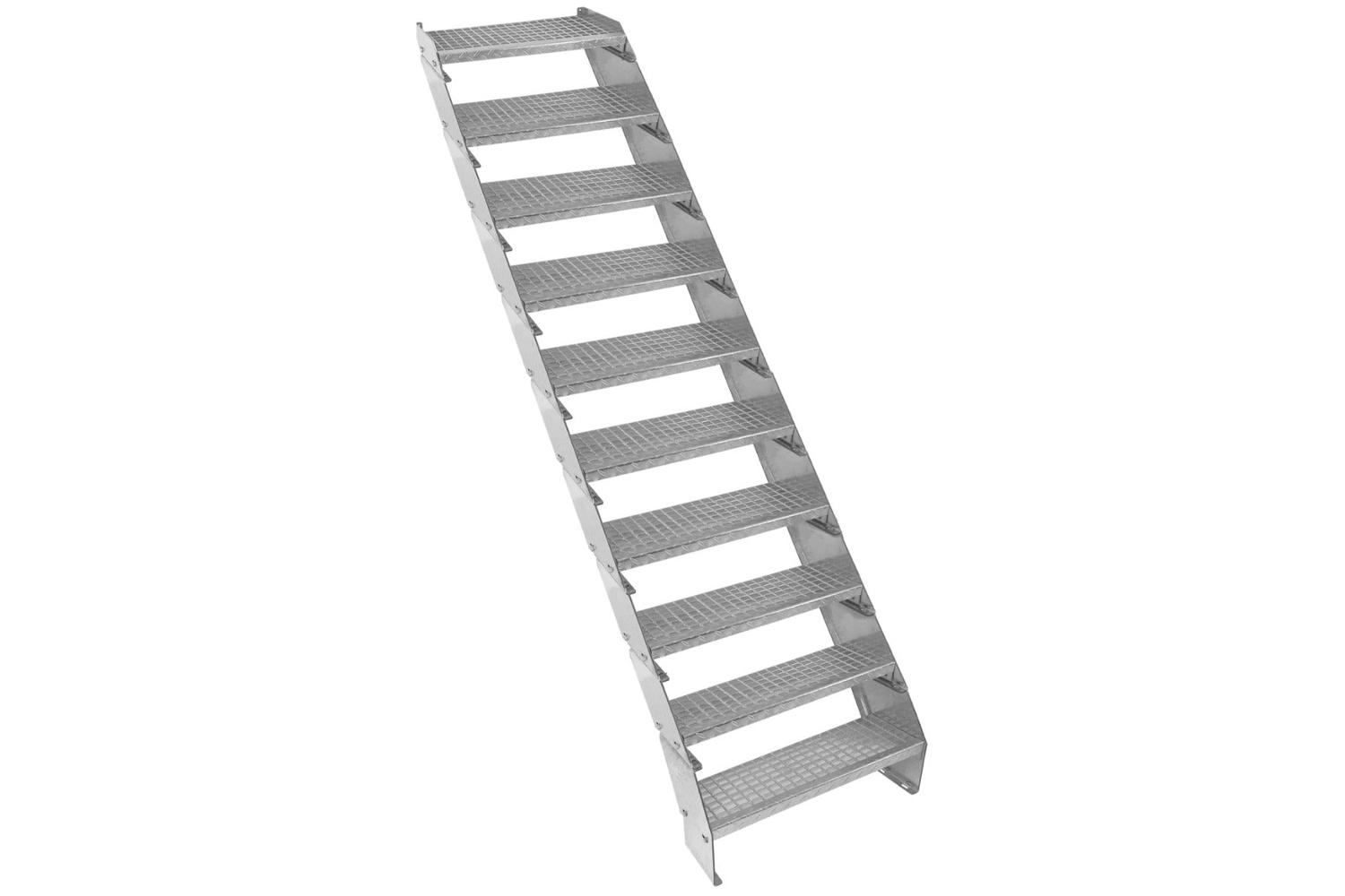 Monstershop Adjustable 10 Section Galvanised Staircase | Silver