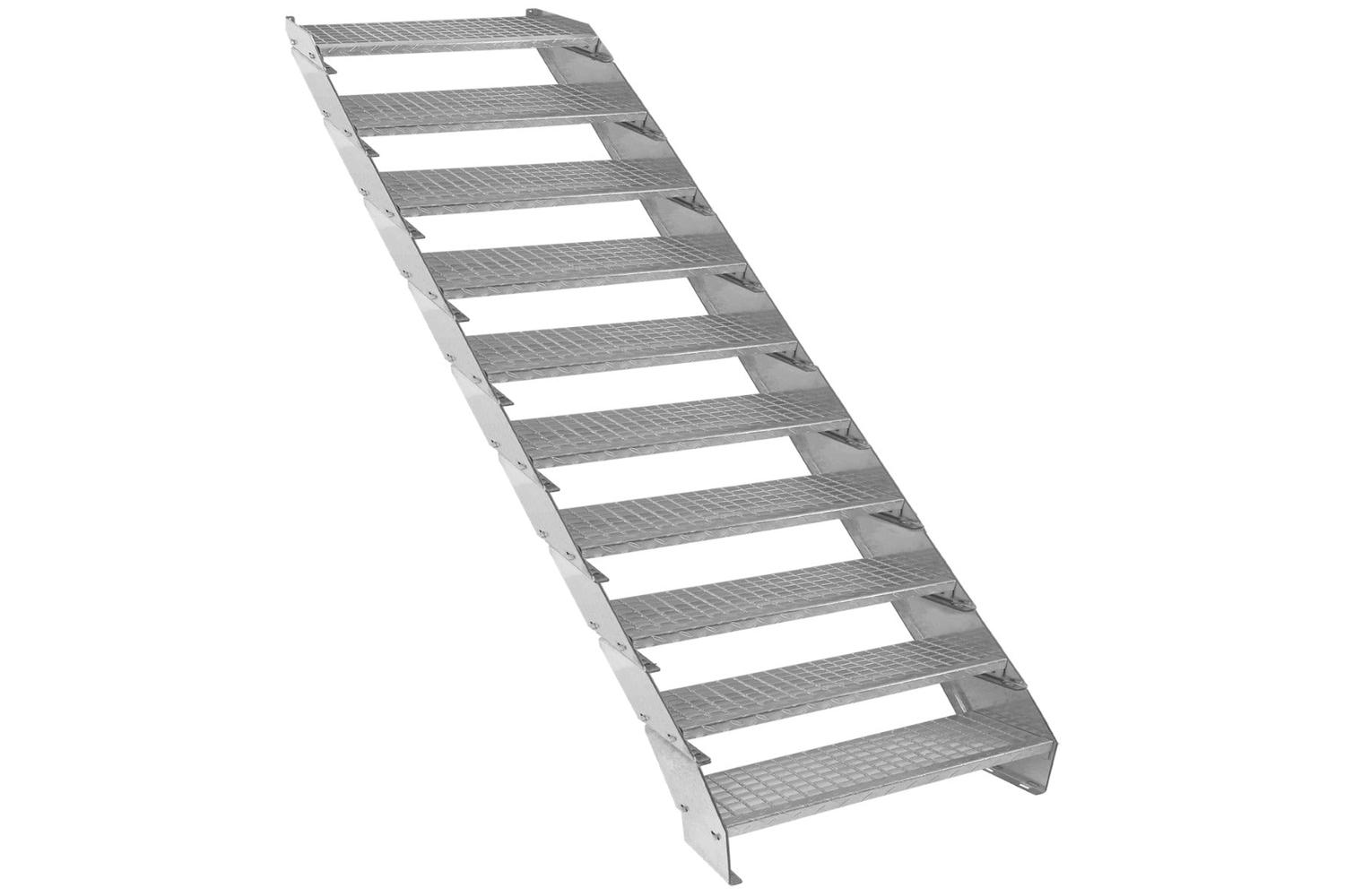 Monstershop Adjustable 10 Section Galvanised Staircase | Silver