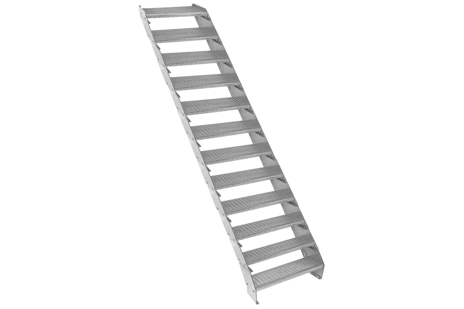 Monstershop Adjustable 12 Section Galvanised Staircase | Silver