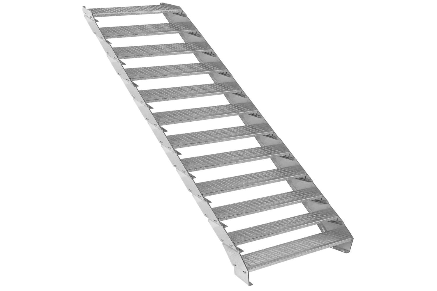 Monstershop Adjustable 12 Section Galvanised Staircase | Silver