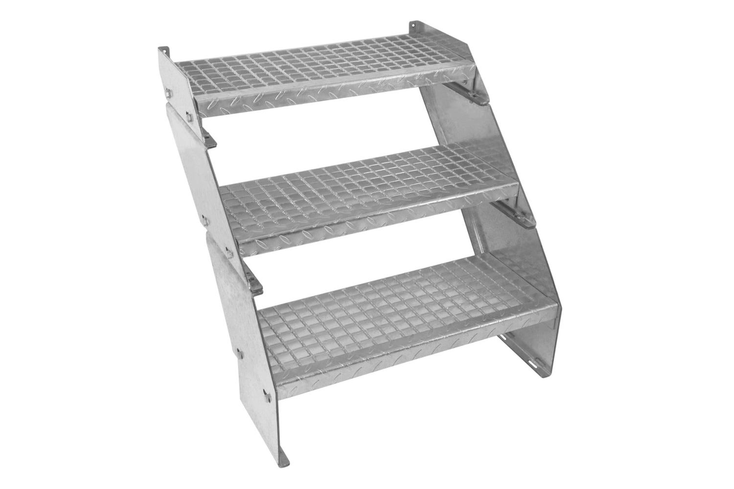 Monstershop Adjustable 3 Section Galvanised Staircase | Silver