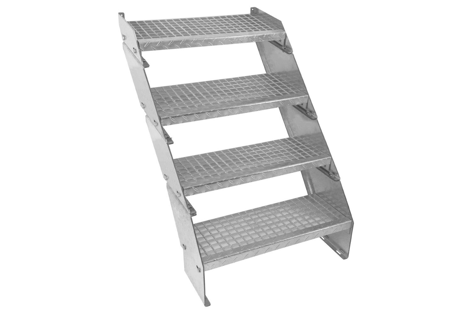 Monstershop Adjustable 4 Section Galvanised Staircase | Silver