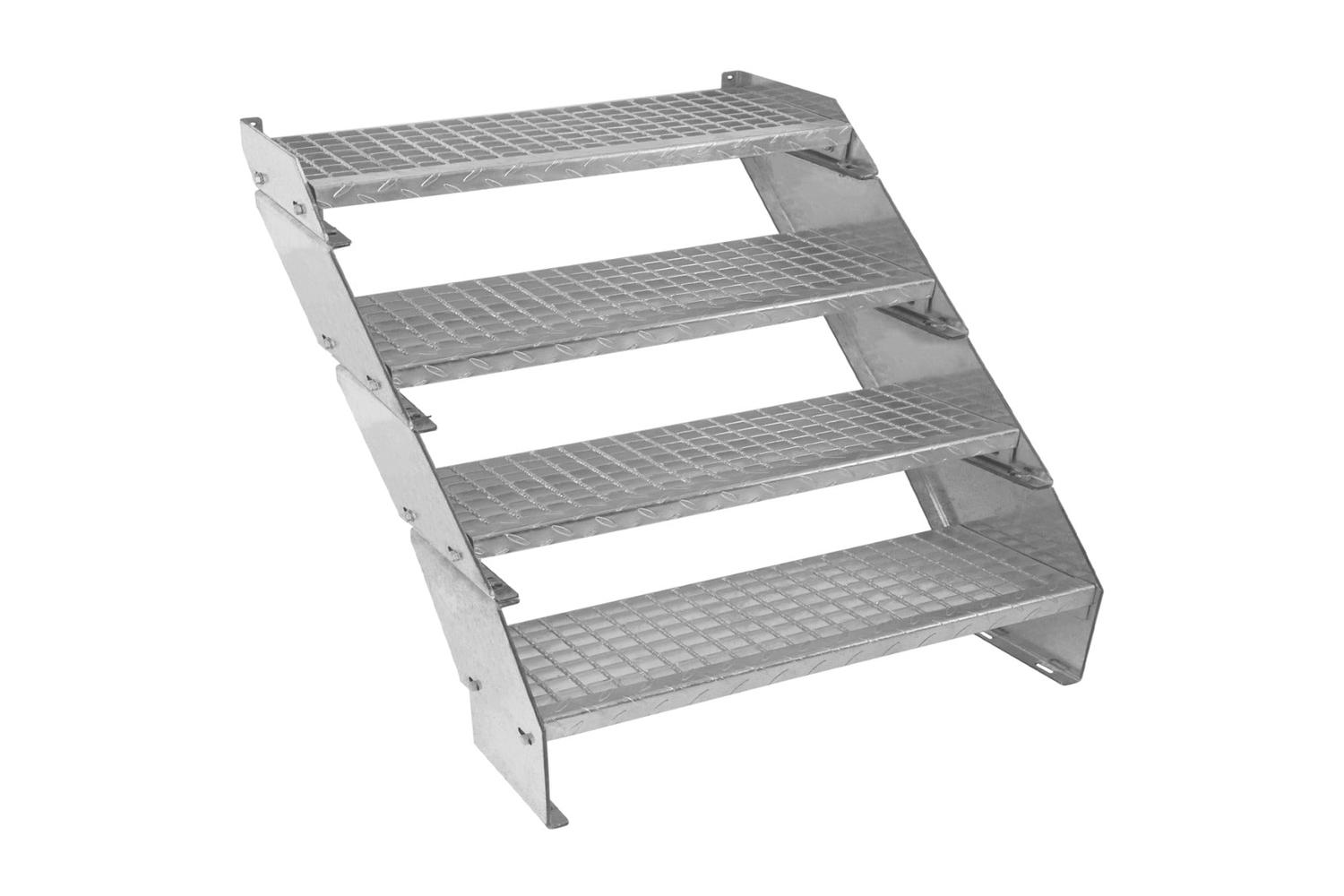 Monstershop Adjustable 4 Section Galvanised Staircase | Silver