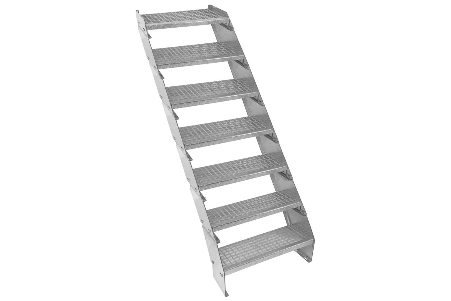 Monstershop Adjustable 7 Section Galvanised Staircase | Silver