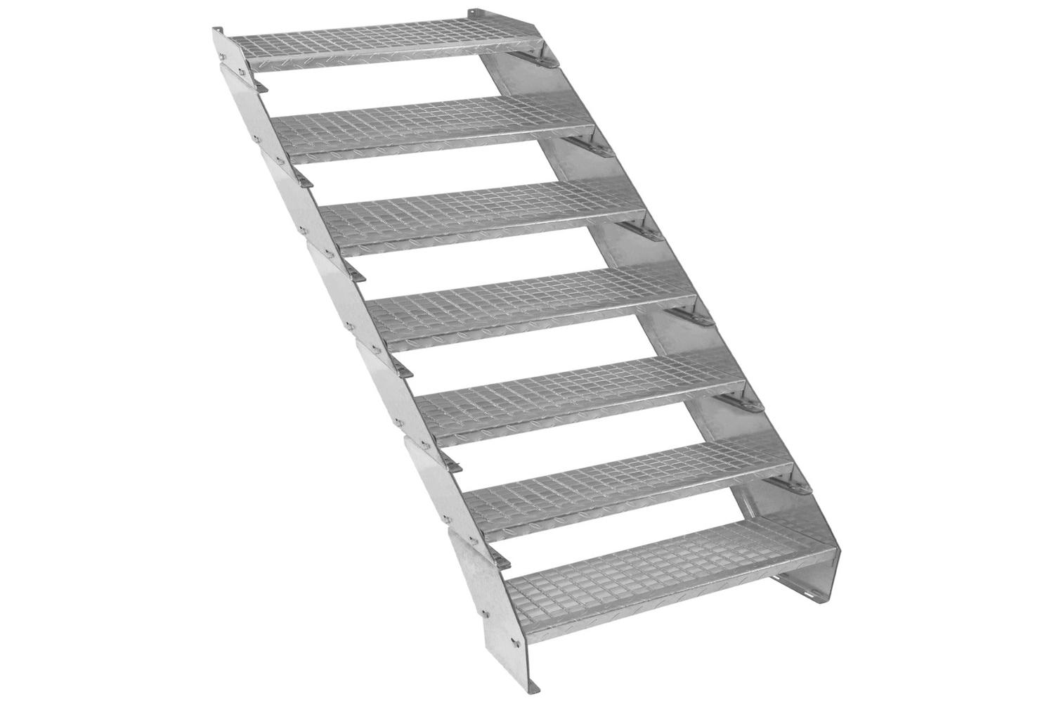 Monstershop Adjustable 7 Section Galvanised Staircase | Silver