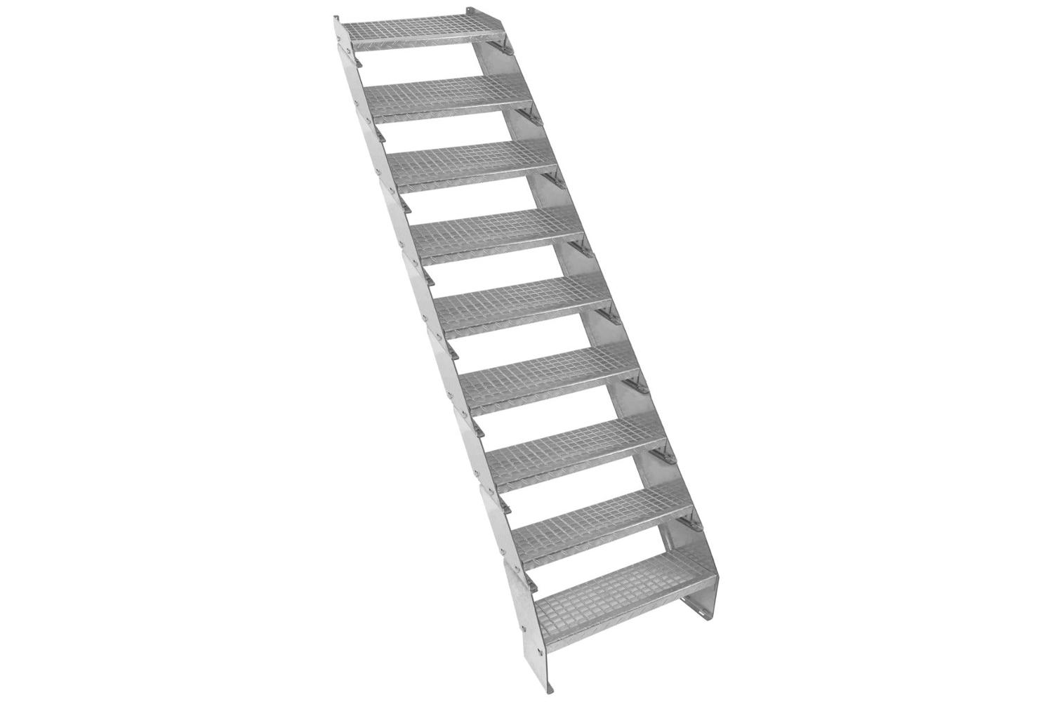 Monstershop Adjustable 9 Section Galvanised Staircase | Silver