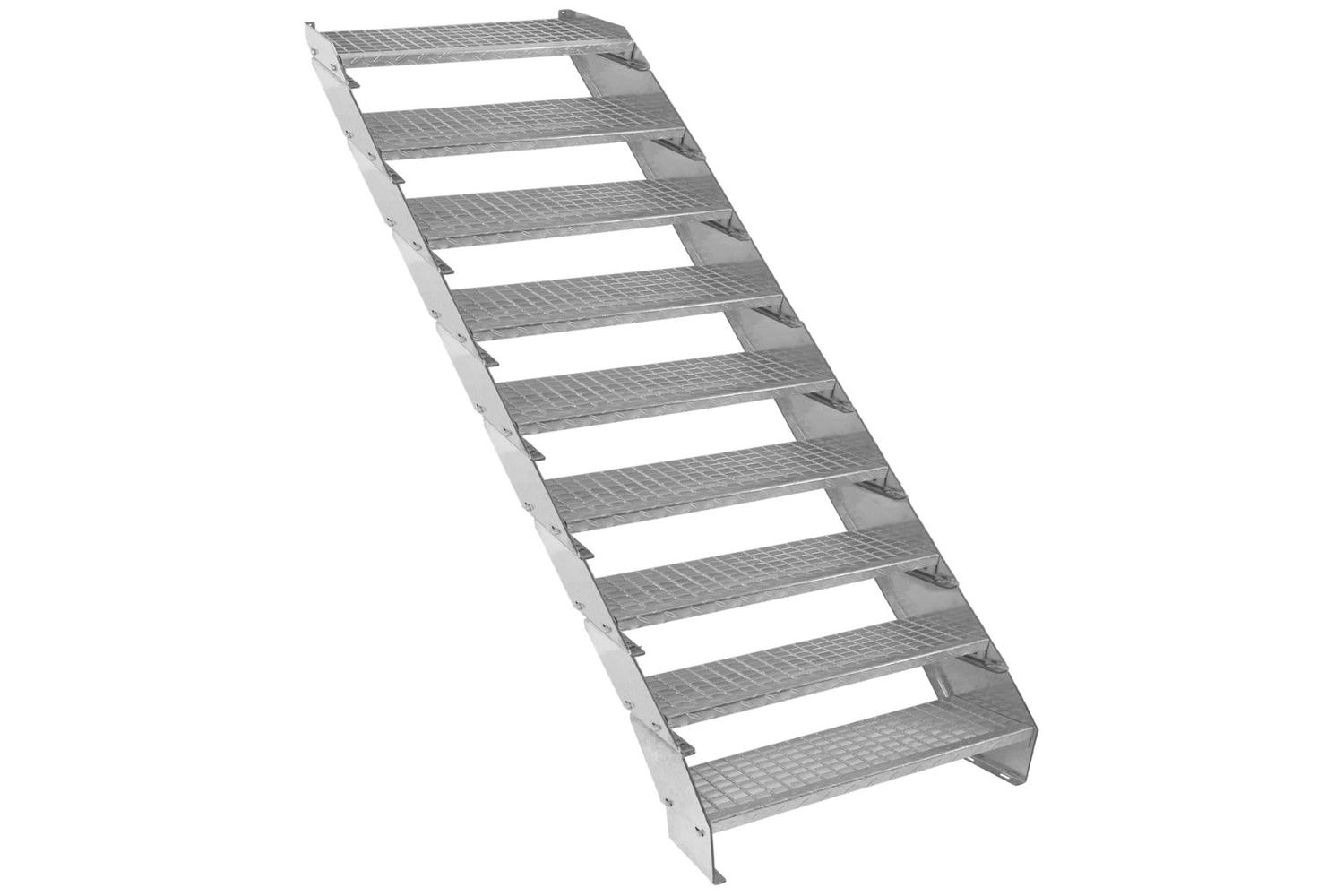 Monstershop Adjustable 9 Section Galvanised Staircase | Silver