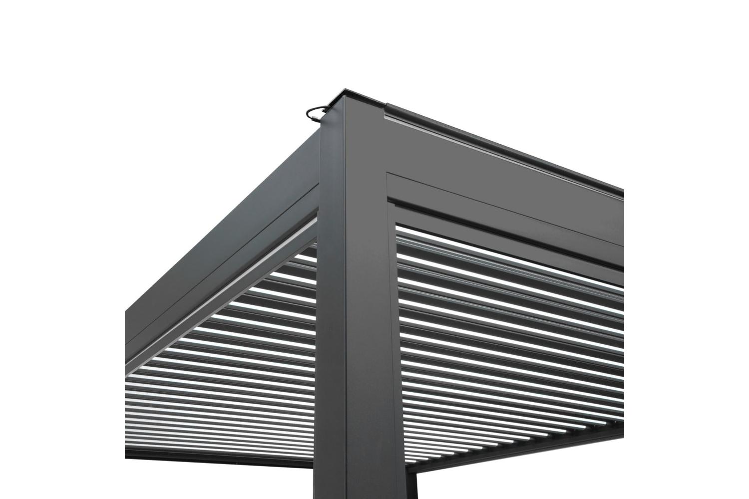 3m x 3m Aluminium Pergola with Blinds & LED Lights Dark