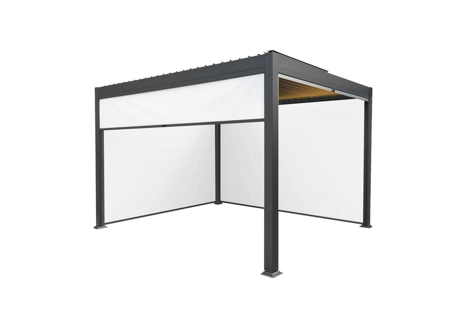4m x 3m Aluminium Pergola with Blinds & LED Lights Dark