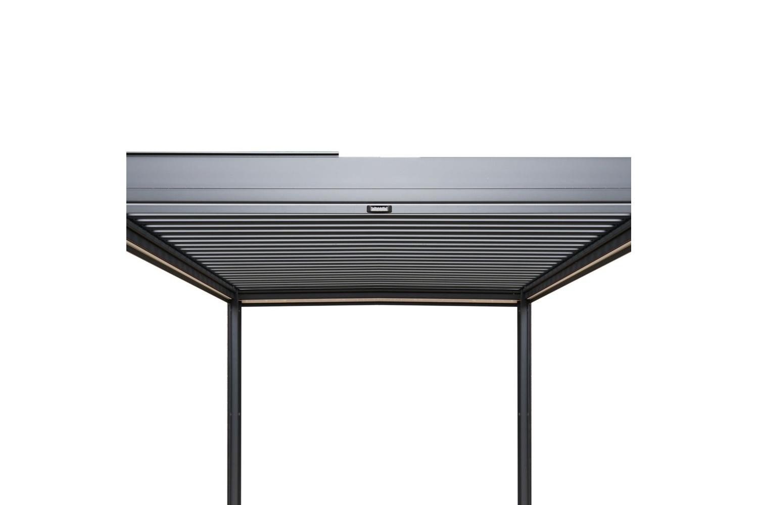 4m x 3m Aluminium Pergola with Blinds & LED Lights Dark