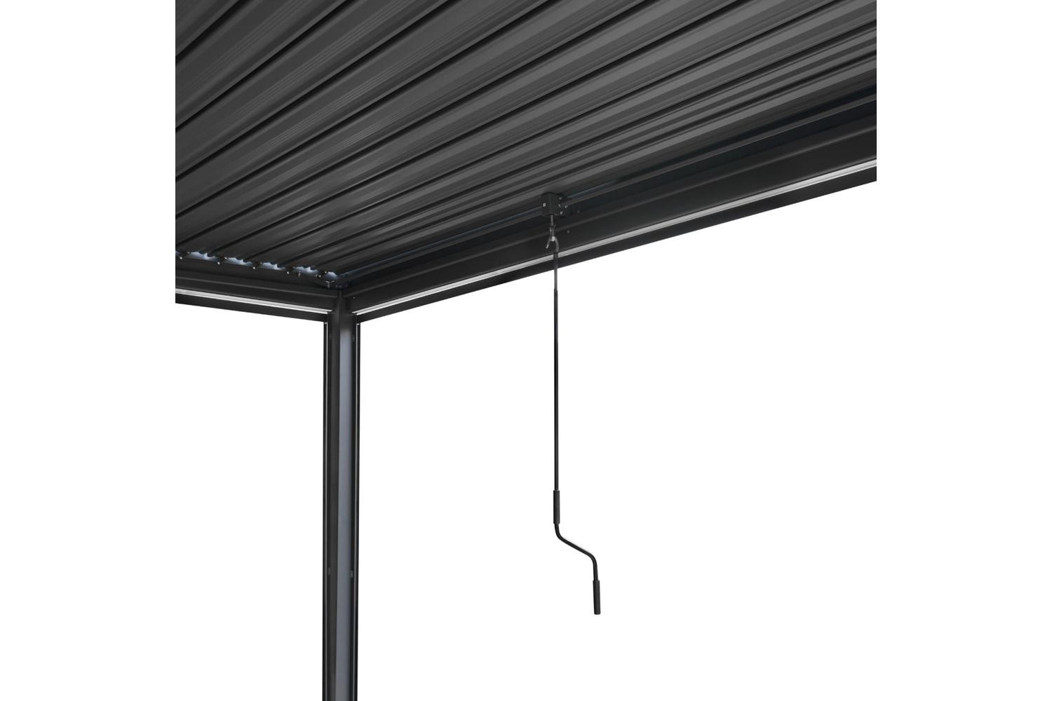 4m x 3m Aluminium Pergola with Blinds & LED Lights Dark