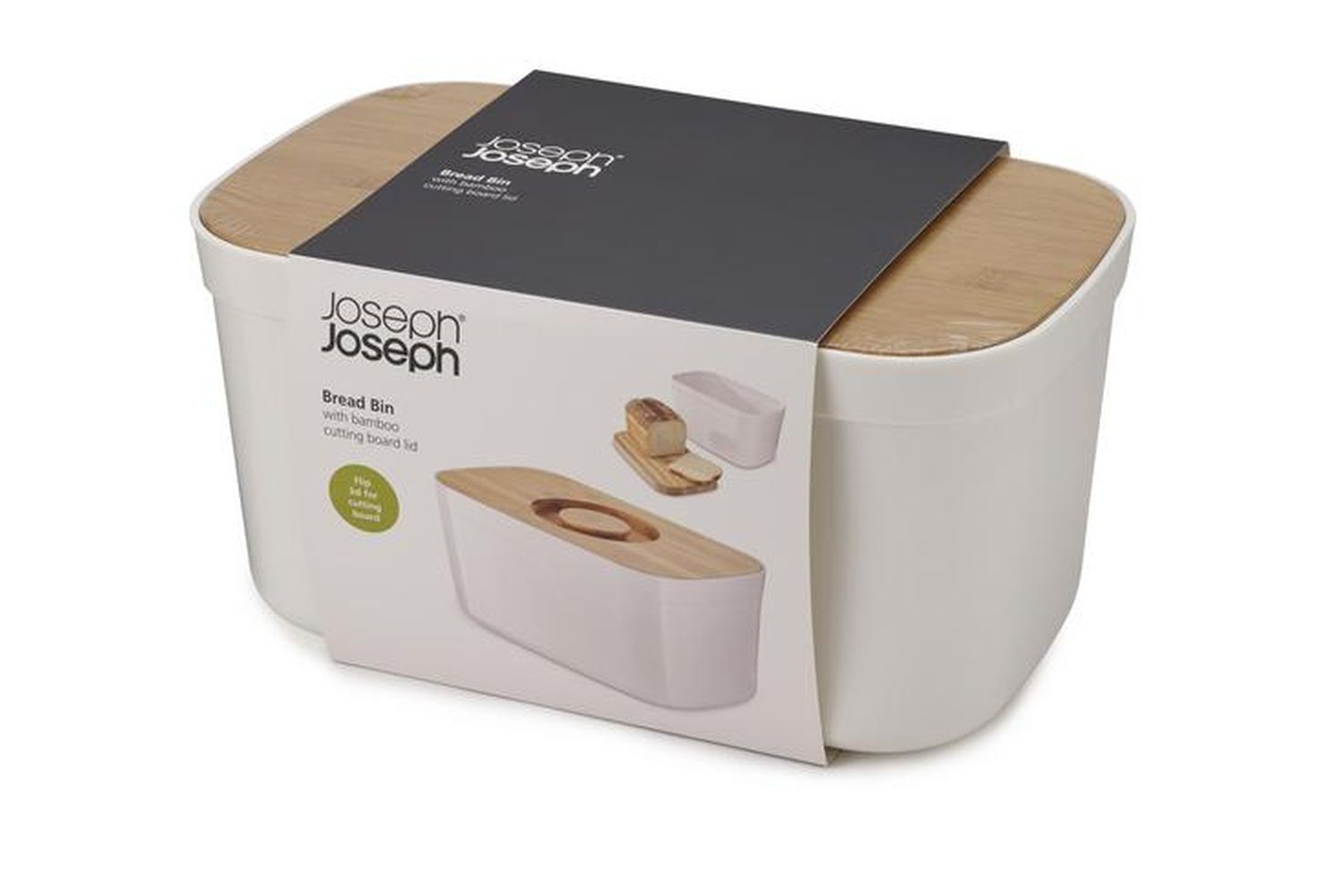 Joseph Joseph | Bread Bin with Bamboo Cutting Board Lid | White