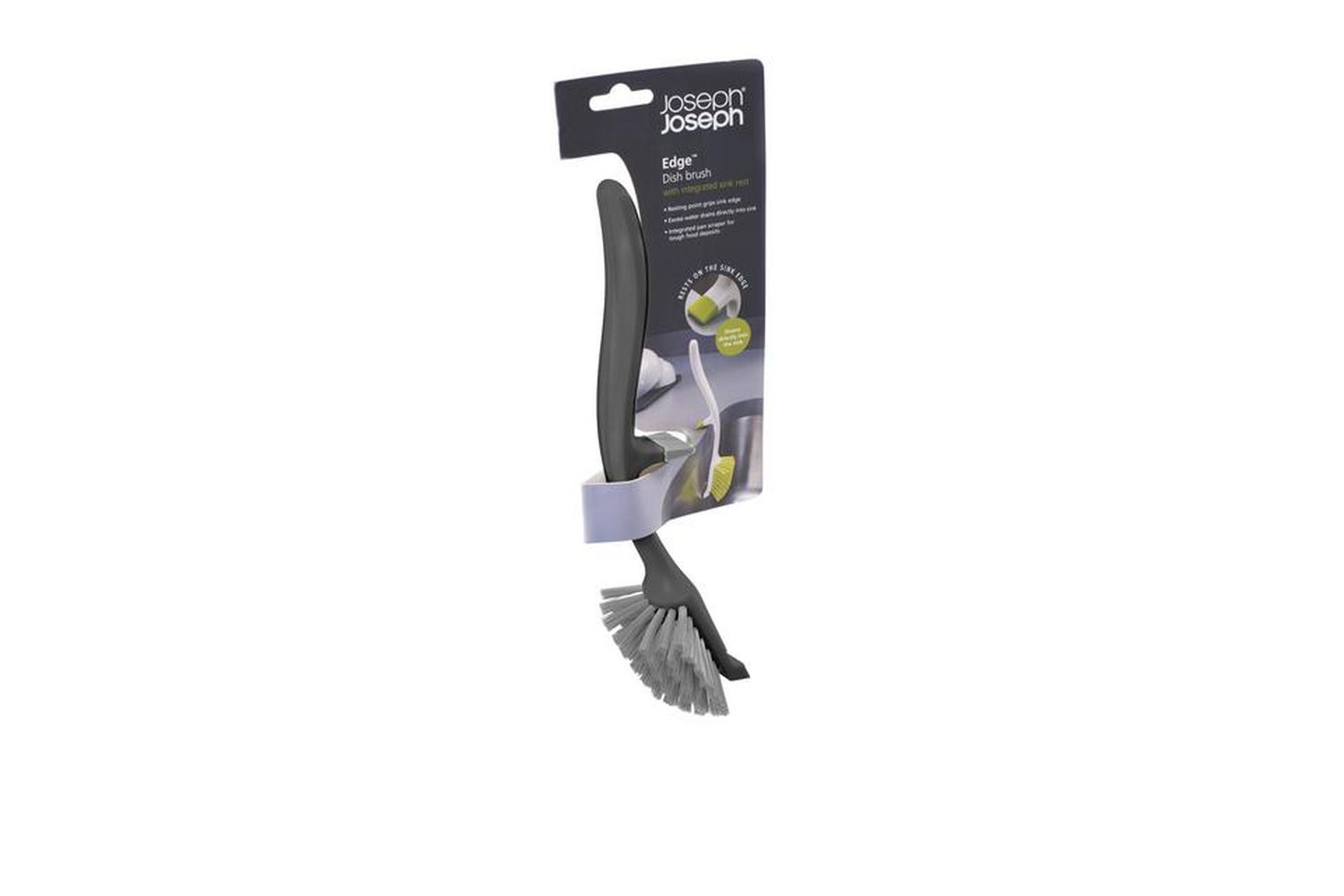 Joseph Joseph 85026 Edge Dish Brush In Grey - Innovative, Space-saving, Dishwasher-safe Kitchen Cleaning Tool