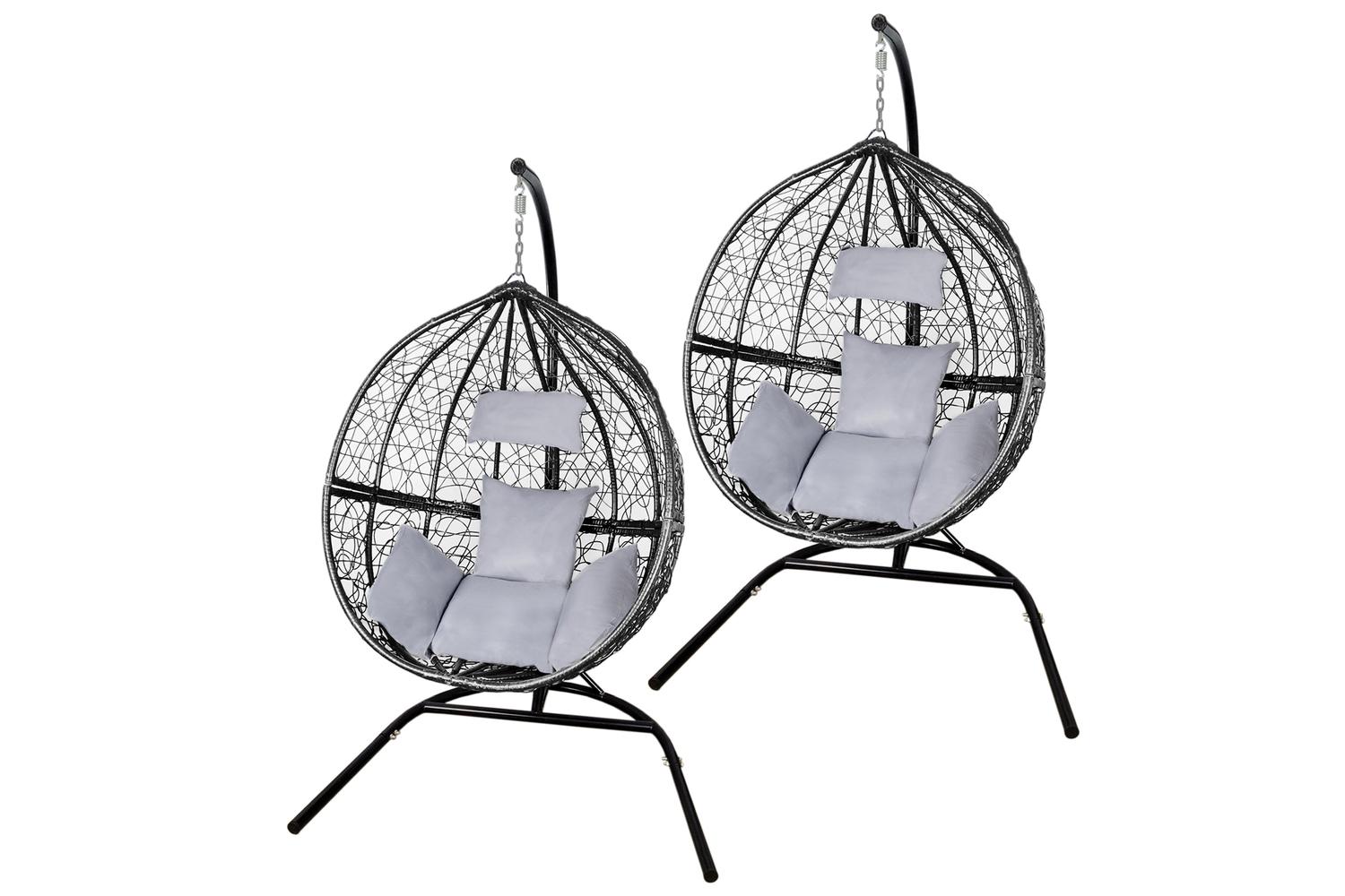 Monstershop Rattan Egg Chairs | 2 Pieces | Black