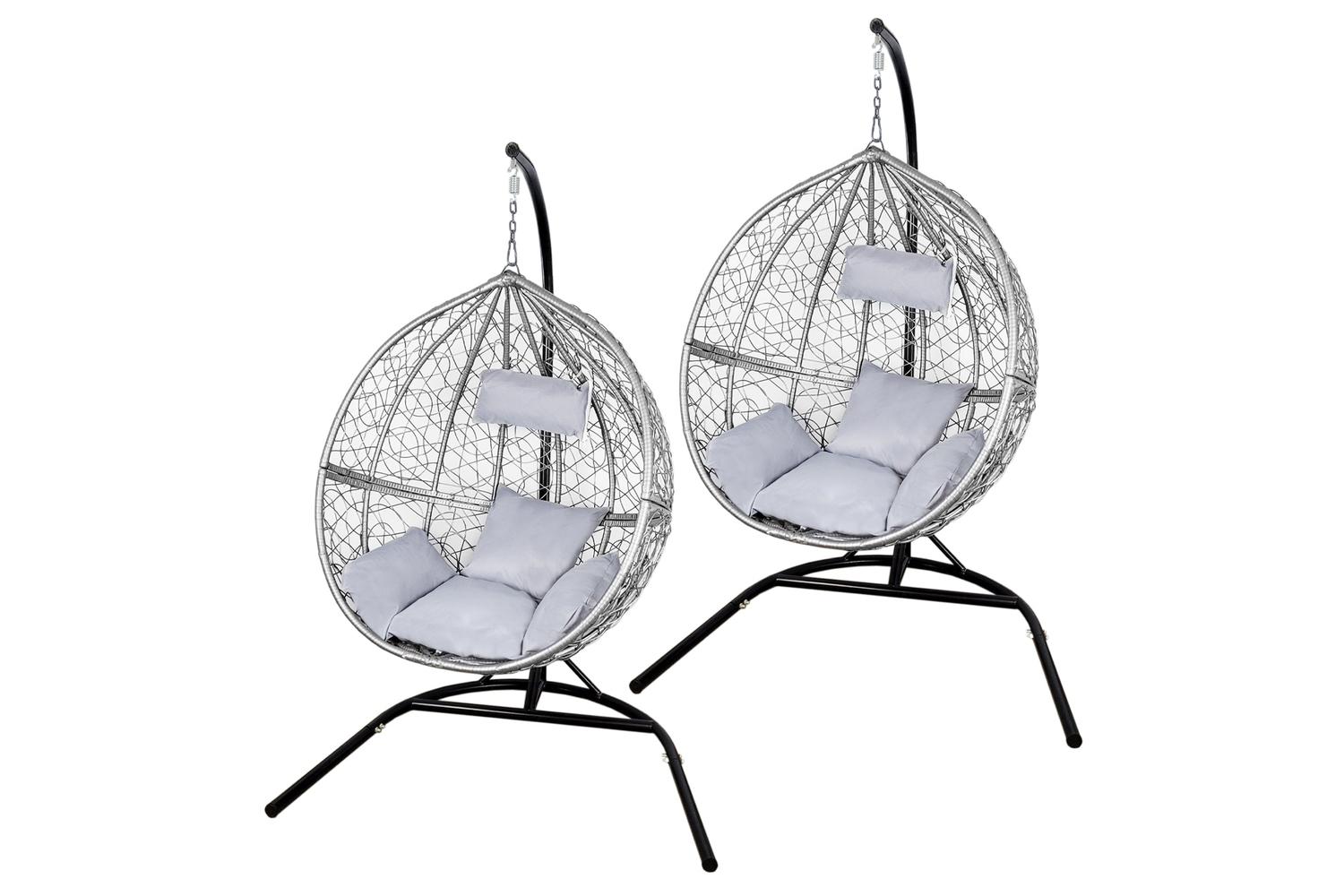 Monstershop Rattan Egg Chair with Rain Cover | 2 Pieces | Grey