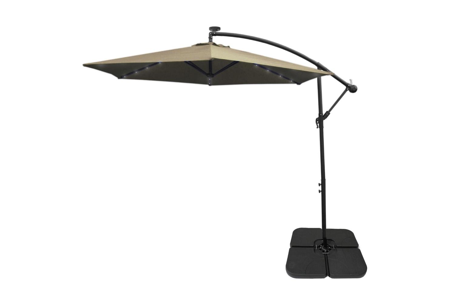 Monstershop LED Cantilever Parasol with Plain Base | Beige