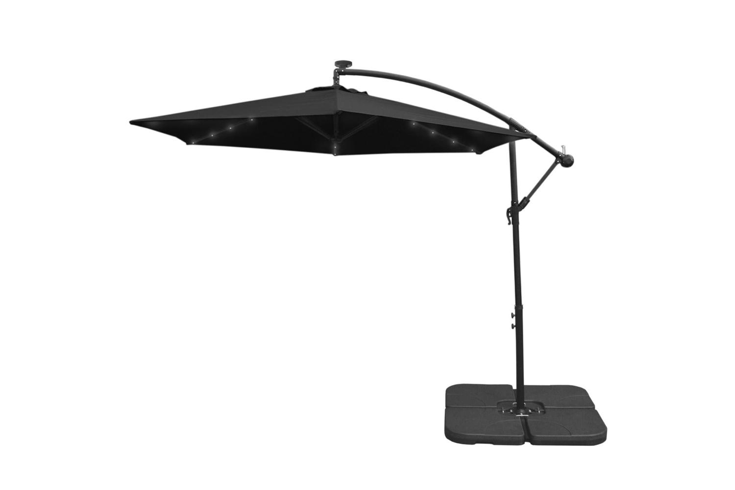 Monstershop LED Cantilever Parasol with Plain Base | Black