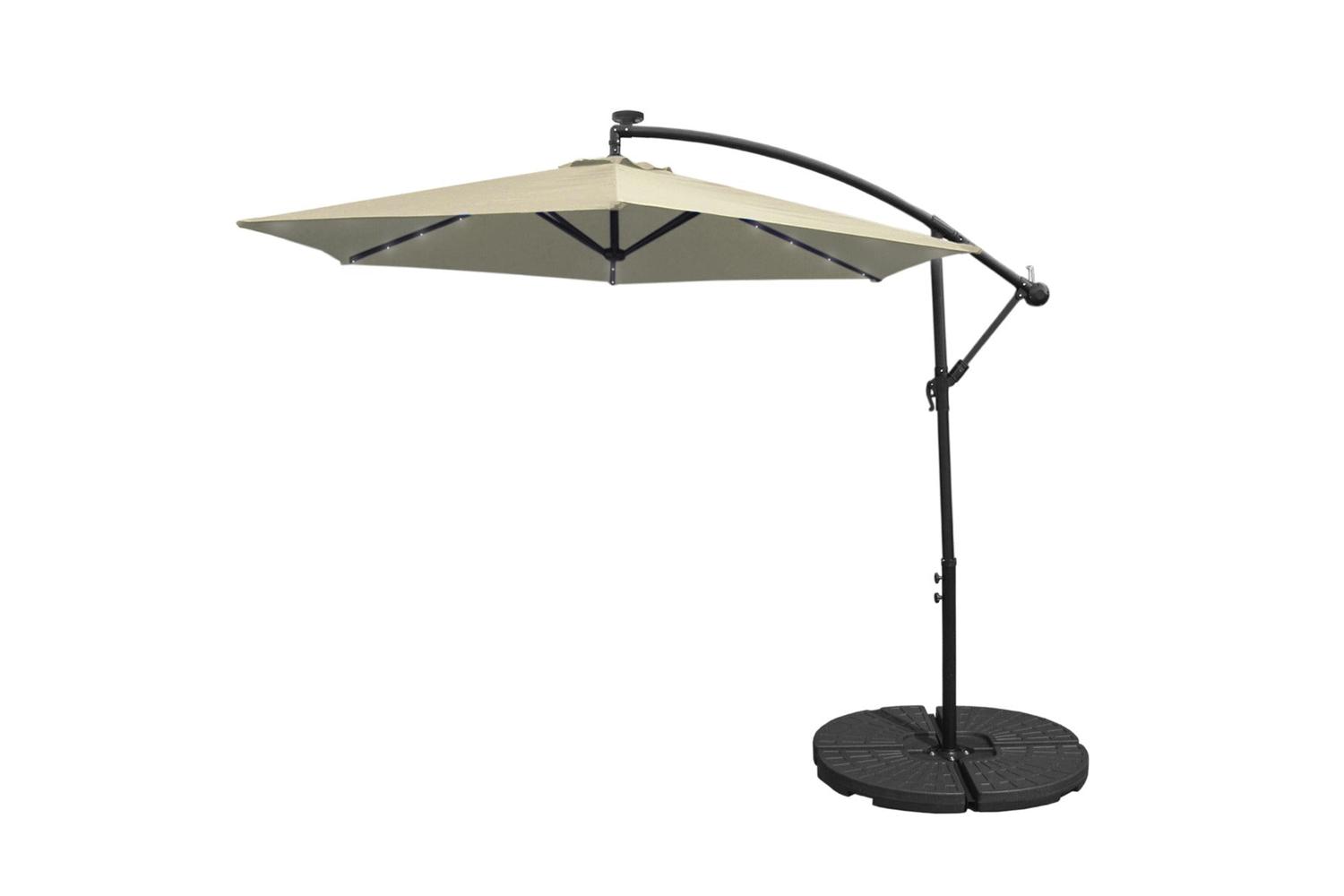 Monstershop LED Cantilever Parasol with Fan Base | Cream