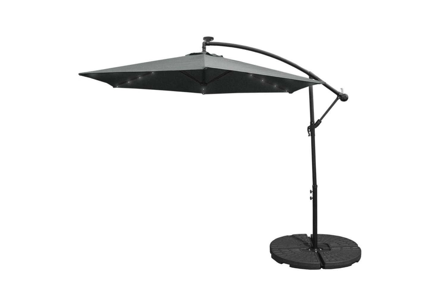 Monstershop LED Cantilever Parasol with Fan Base | Grey
