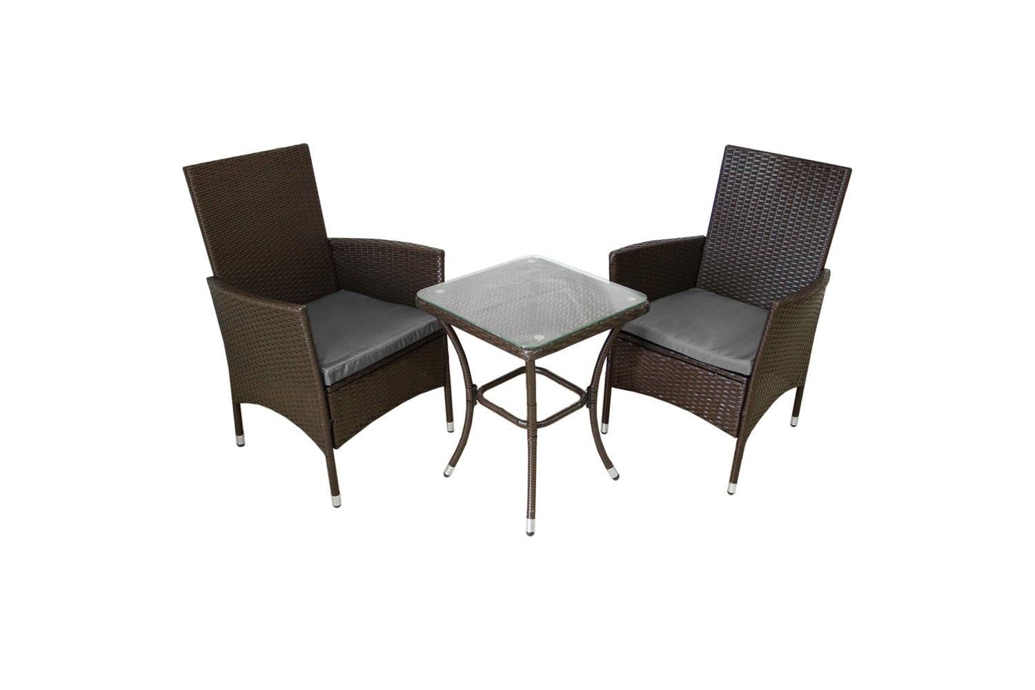 Monstershop Bistro Rattan Garden Furniture  Set | Brown /Gery