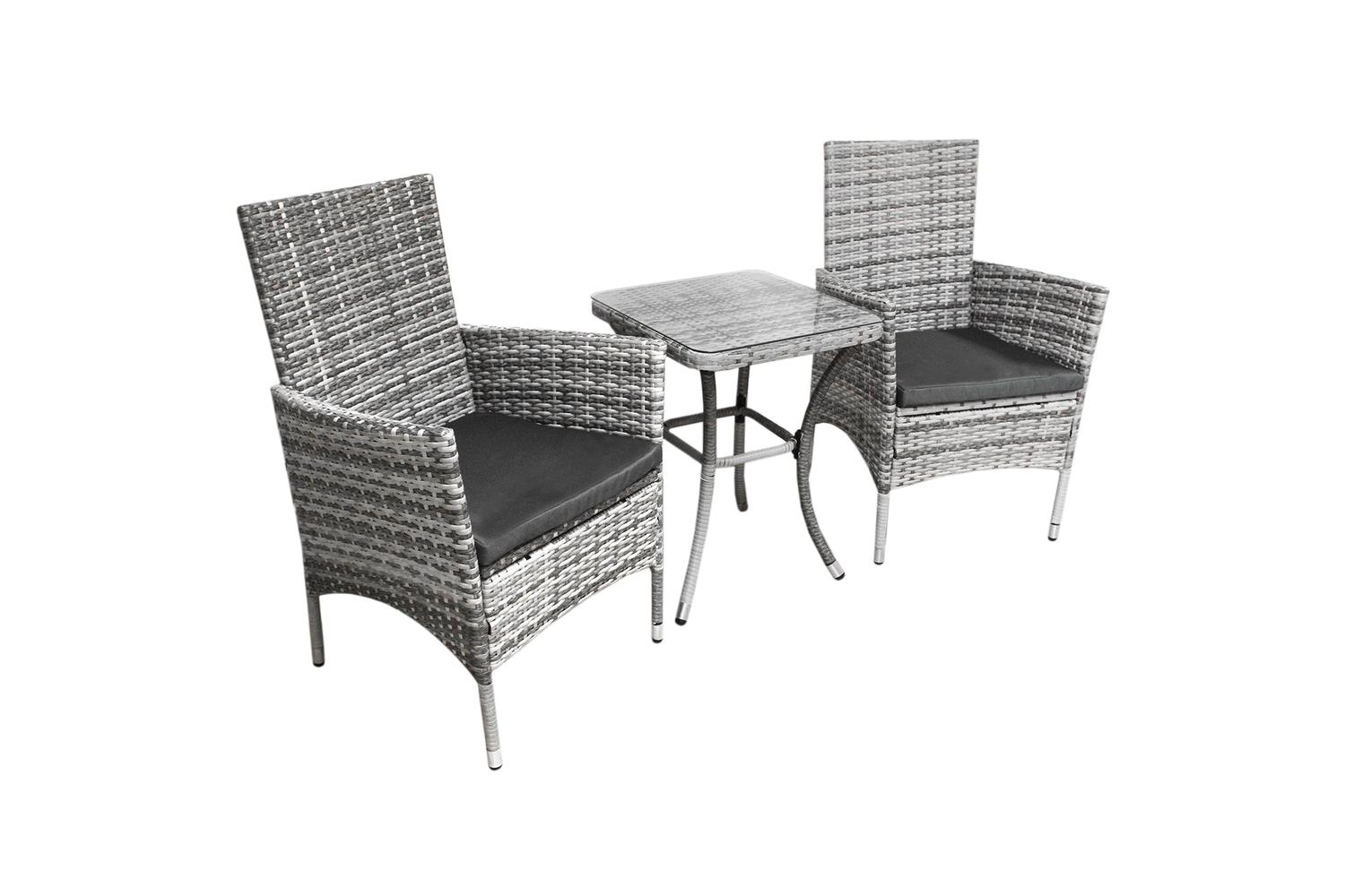 Monstershop Rattan Bistro Garden Furniture Set | Light Grey