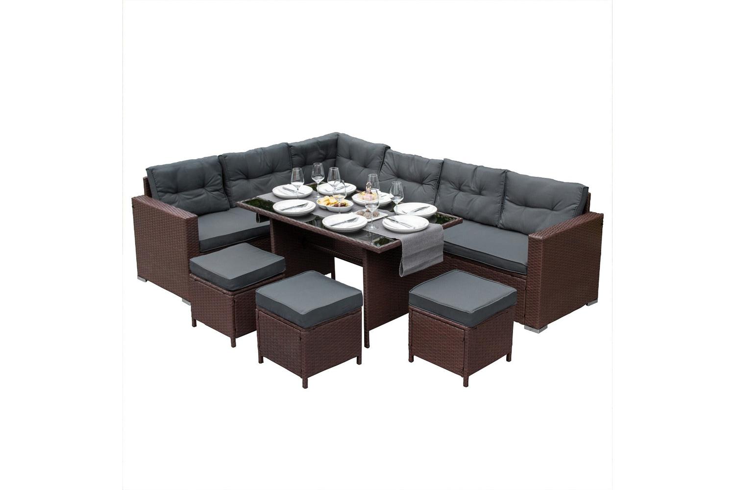 Monstershoprattan Furniture Corner Sofa Set | Brown/Grey