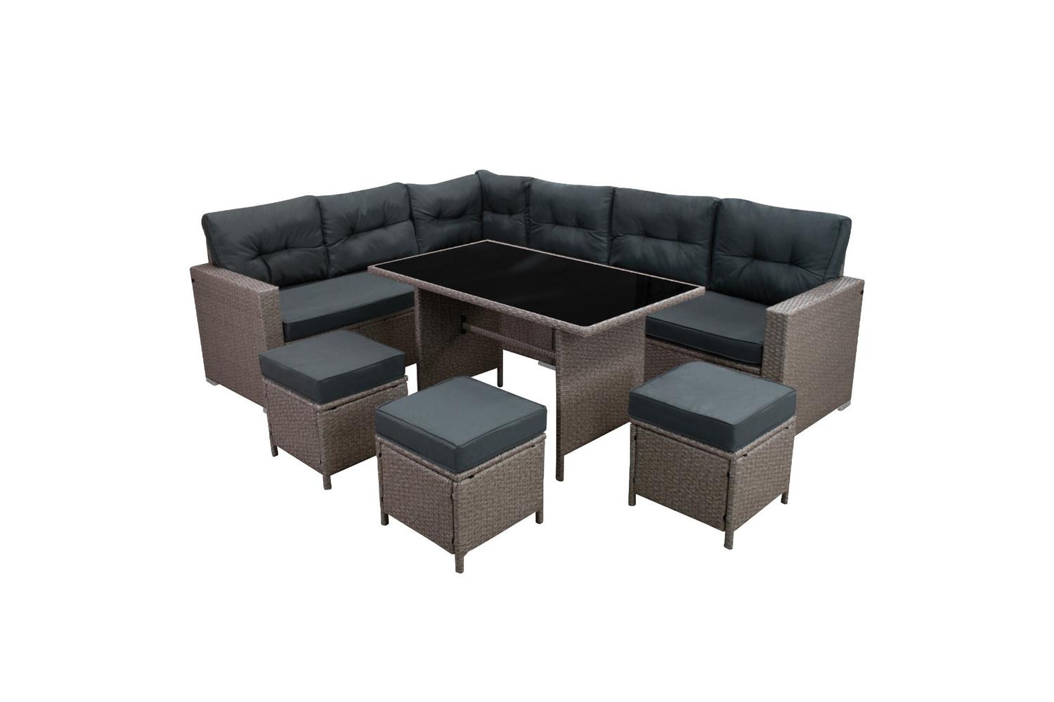 Monstershop Rattan Corner Sofa Set | Light Grey