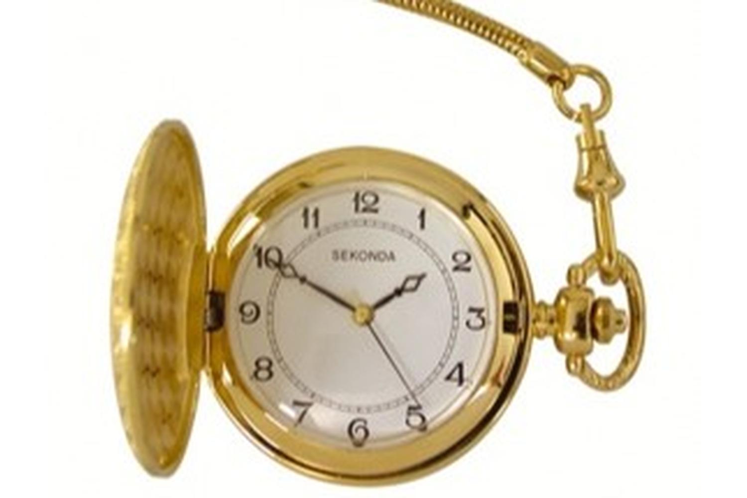 Sekonda Men's Pocket Watch Sgp3799 Gold Ionic Plated Chain Timepiece