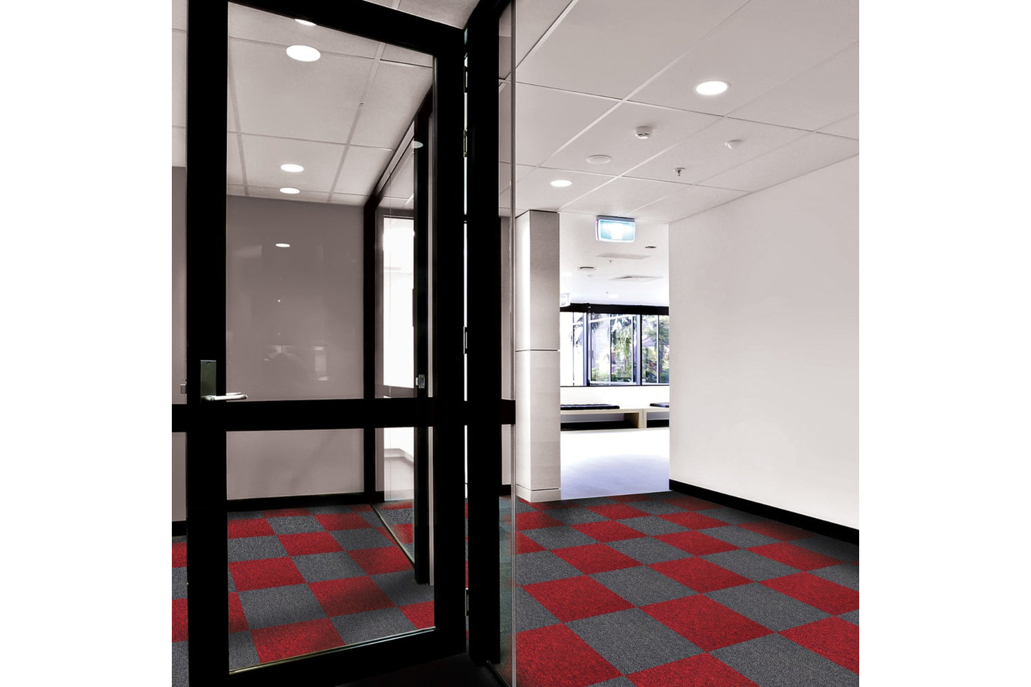 Monstershop 40 x Carpet Tiles | Scarlet Red/Charcoal Black
