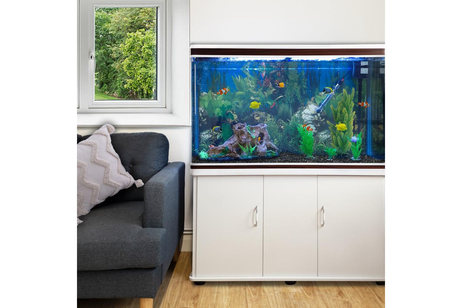 Monstershop Aquarium Fish Tank & Cabinet with Complete Starter Kit | White